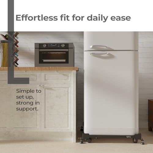 Image of Lifelong Universal & Adjustable Metal Washing Machine Stand (5 KG to 12 KG) | Trolley with Wheels | Single /Double Door Fridge Stand, Air Cooler Stand | 180 KG Capacity, 4 Anti Vibration Pads | Black