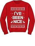 I've Been Nice Funny Ugly Christmas Toddler Kids Sweatshirt 3T Red