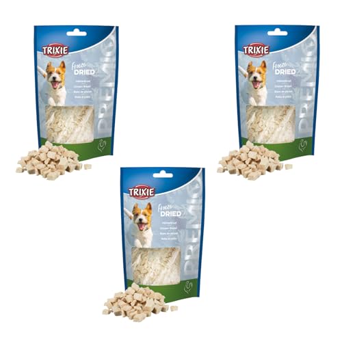 Trixie Freeze Dried Hühnerbrust | 3er Pack | 3 x 50 g | Ergänzungsfuttermittel für Hunde | Gefriergetrockneter Snack | 99% Fleischgehalt | Bei Futtermittelallergien geeignet