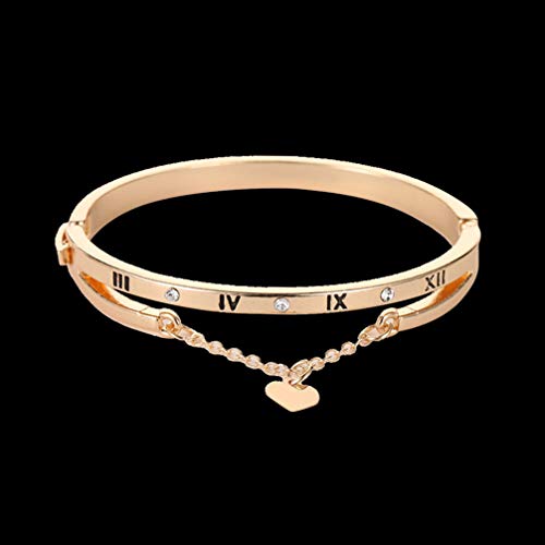 Holibanna Bracelete de coração com números romanos, pulseira de liga para decoração de joias feminin