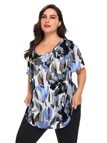 Image of BELAROI Women Plus Size Tops V-Neck Tunics Shirts