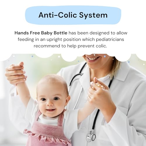 Hands-Free Baby Bottle - Anti-Colic Nursing System 9 oz Baby Bottle with Fast Flow Nipple/Teat 3m+ with Tube Straw Feeding System for Toddler (2 Bottles - Lion)