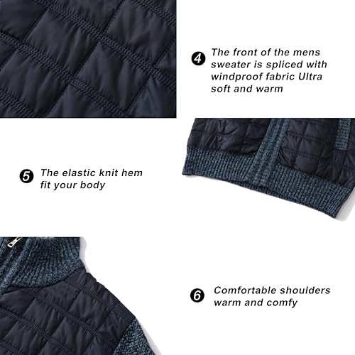 Image of VtuAOL Men's Cardigan Sweaters Casual Full Zip Sweaters Knitted Cardigan with Pockets