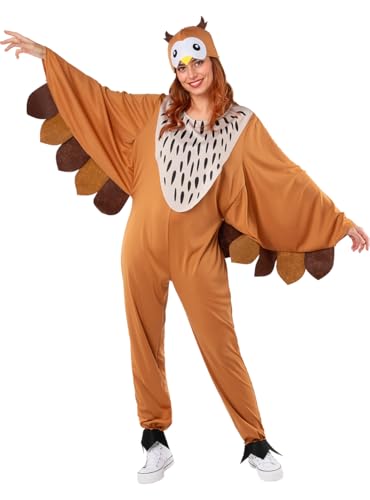 Funidelia | Costume de hibou pour femme et homme Animaux - Déguisement pour Adultes et accessoires pour Halloween, carnaval et fêtes. - Taille L - XL - Marron