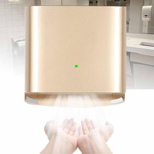 HENGCMM Asciugamani Professionale Super Silenzioso Elettrico Automatico 1250W Dispositivo per asciugare Le Mani per Uso Domestico Bagno Caldo Vento soffiatore a Mano Copertura in plast,Gold