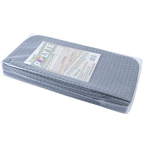 Polyte Ultra Premium Microfiber Kitchen Dish Cloth Waffle Weave, 8 Pack (12X12 In, Gray) #TOP5