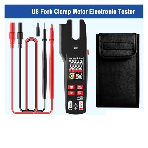 Digital Clamp Meter, Profesional Pinza Amperimétrica Digital U6 Multímetro con T-RMS DC AC hasta 600A, Mandíbula Abierta Auto Rango miniatura 2