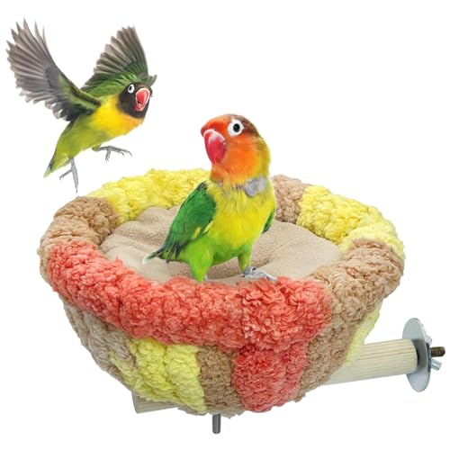 Image of kathson Bird Nest,Bird Nest for Cage Winter Warm Parakeet Nest Bird Breeding Nest Bed for Parrots, Budgies, Lovebirds, Canaries, Finches and Other Small Birds(Orangish Yellow)
