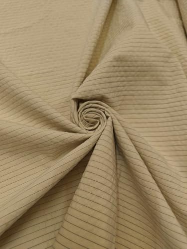 Tissu Seersucker coton italien VERCELLI rayures crème bleu pour robe de vacances de créateur