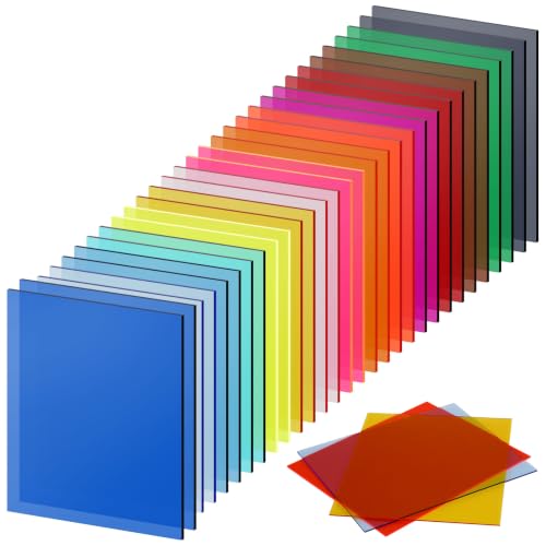 Image of Geetery 30 Pcs Colored Acrylic Sheets, 10 x 12 x 1 /8 Inch Thick Translucent Cast Acrylic Sheet, Plastic Boards for Back to School DIY Project Picture Frame, Art Craft Laser Cutting Engraving, 15 Color