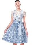 Dirndlwelle Damen 60CM Dirndl Trachtenmode Oktoberfest Square Kragen Midi Blau Dirndl mit Schürze Gr.34-44