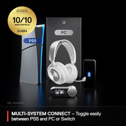 Image of SteelSeries Arctis Nova Pro Wireless Multi-System Gaming Headset - Neodymium Magnetic Drivers - ANC - 2 Battery System - ClearCast Gen 2 Mic - PS5, PS4, PC, Switch, Mobile - White