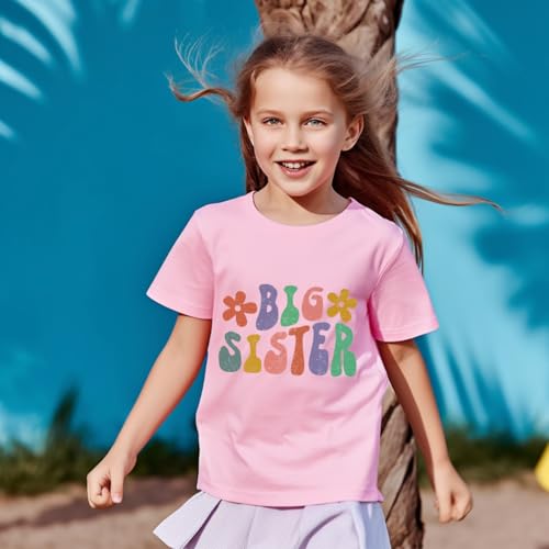 Image of Big Sister Announcement T Shirt Toddler Girls Promoted to Big Sister Tees Outfits 1-7 Years