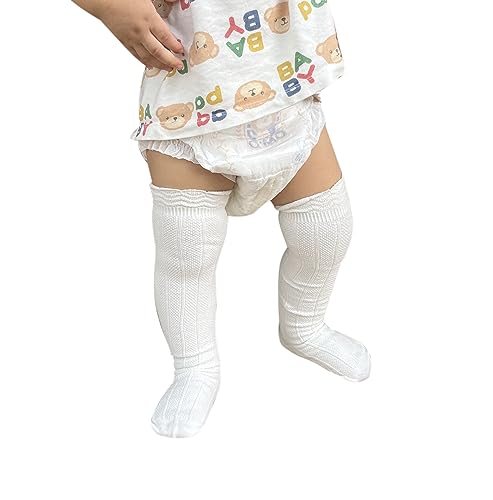 Bestjybt Baby Girls Boys Knee High Socks Cotton Newborn Infants Toddlers Cable Knit Tube Ruffled Stockings thumb #5