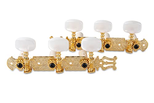 GEWA machine heads Classical guitar Set, Marbled acrylic buttons, gold