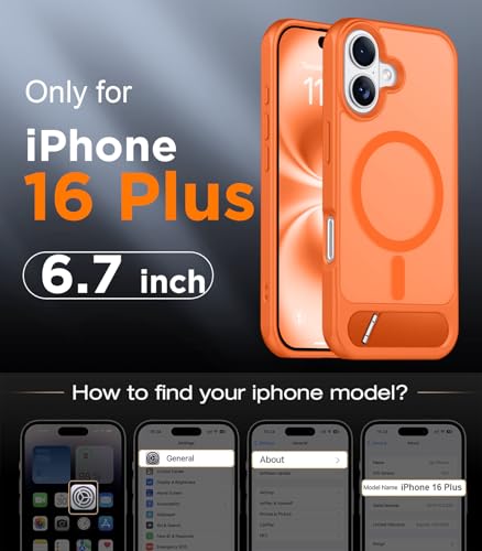 Image of Magnetic Compatible with iPhone 16 Plus Case, [Built-in Invisible Kickstand][Compatible with MagSafe][Military Grade Shockproof] Slim Translucent Matte Phone Case for iPhone 16 Plus 6.7 inch