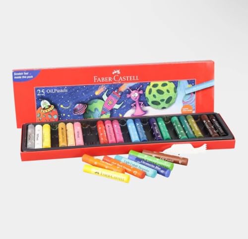 Image of Faber-Castell 25 Oil Pastels 10.5 mm Extra Thickness - Pack of 25 Vibrant Colours | Smooth Blending, Rich Pigmentation & Break-Resistant Design | Ideal for Students & Artists