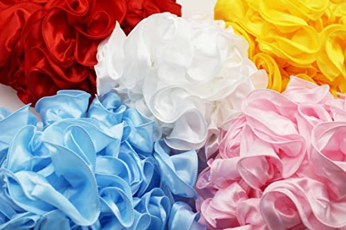 Yalulu 5 Yards 3D Pleated Chiffon Lace Trim Ribbon Fabric Applique Trimming Lace Ruffle Trim Craft Sewing Wedding Dress Decoration Accessories (Yellow) #TOP4