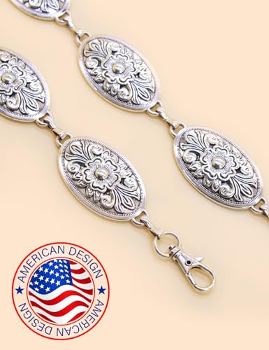 Image of TOPACC Western Metal Concho Belt for Women Cowgirl Chain Belts for Dresses Jeans Country Concert Outfit