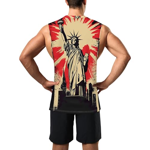 Image of Zhyaj Summer Tanks Top for Men Flag Graphic Print Sleeveless Shirts Casual Working Out Vest T-Shirts Loose-Fit Men's Tank