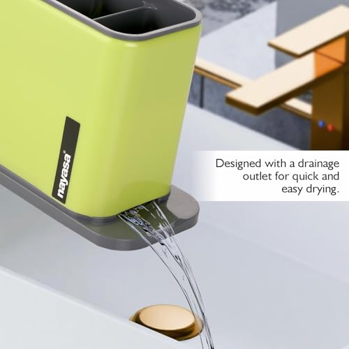 Image of Nayasa Tobler Multi-Purpose Compact Desk Storage Organizer | Stationary Box for Case Pen Pencil Holder | Cosmetics & Make Up Organizer | Neon Green