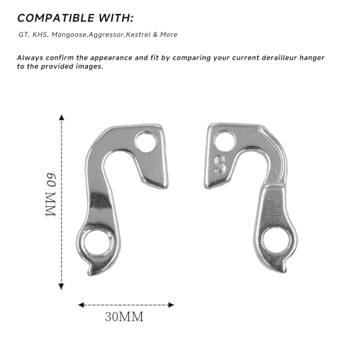 2-Pack Derailleur Hanger for GT, KHS, Mongoose,Aggressor,Kestrel & More - Replacement Rear Derailleur Hanger for Mountain Bikes & Road Bicycles – Durable Aluminum, Easy Installation, Screws Included - Thumbnail 2