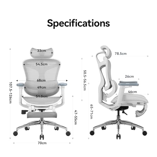 Image of SIHOO Doro C300 Ergonomic Office Chair with Footrest, Ultra Soft 3D Armrests, Dynamic Lumbar Support for Home Office Chair, Adjustable Backrest Desk Chair, Swivel Big and Tall Computer Chair (Grey)
