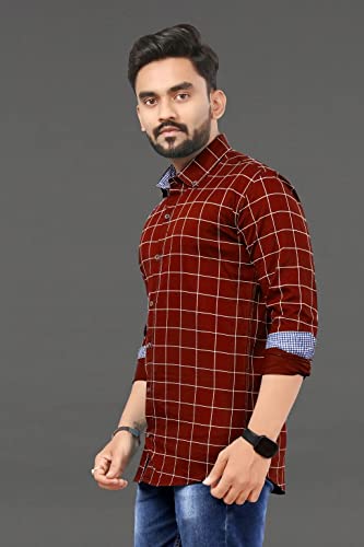Image of Men's Casual Cotton Checks Shirt