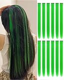 FARRUIS 22 Inch Colored Hair extension 12 Pcs Green Clip in Hair Extension for Women Synthetic Highlight Hair Piece for Party Halloween