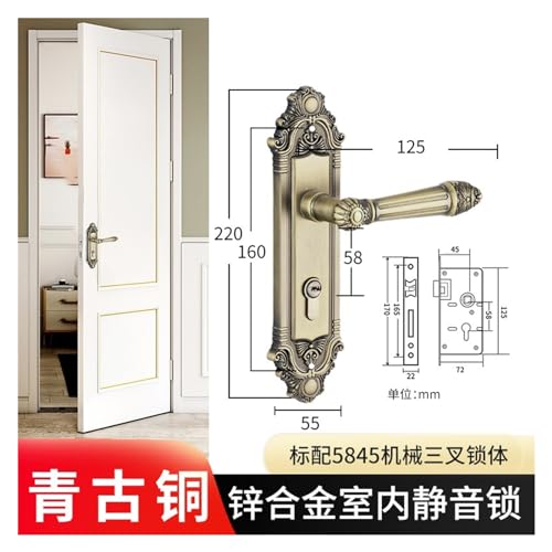 Serrure de porte intérieure conjointe bronze pour chambre - 3