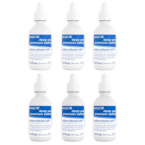MAJOR Deep Sea Premium Saline - Nasal Moisturizing Spray for Dryness and Irritation Relief - Sodium Chloride 0.65% - 1.5 Fl. Oz (6 Pack)