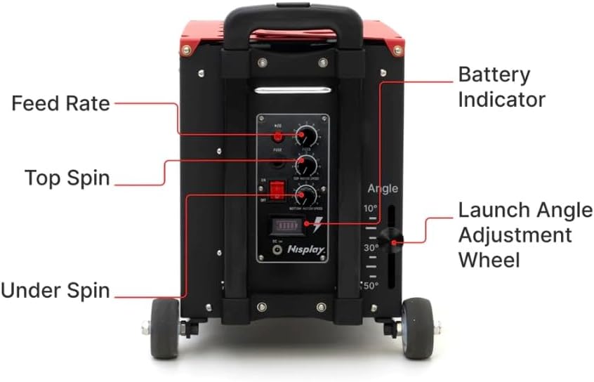 Miniatura 2 de Máquina portátil de pelotas de tenis (26 libras) - Motor dual para TopSpin y Backspin, más de 80 bolas, máximo 68 MPH, más de 4 horas de juego con
