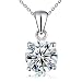Kigmay Jewelry 925 Sterling Silver Clear Cubic Zirconia Solitaire Pendant Necklace for Women, 16"