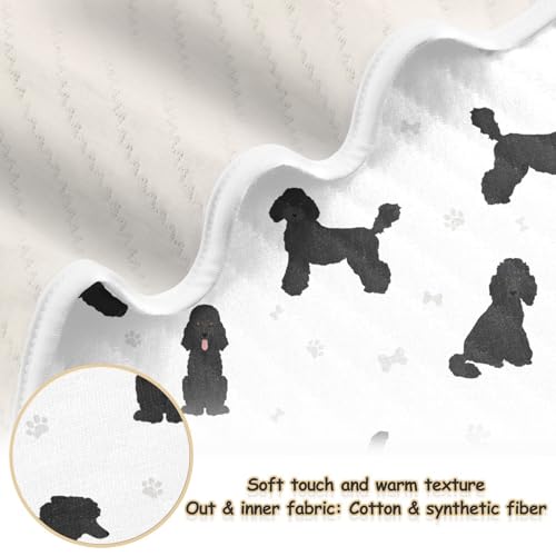 Image of Medium Poodle Black Baby Swaddle Blanket for Boys and Girls, Muslin Baby Receiving Swaddle Blanket, Soft Cotton Nursery Swaddling Blankets for Newborn Toddler Infant