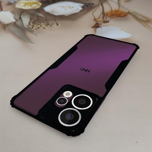 Image of AIBEX Crystal Clear Back Cover Case for HMD Crest Max 5G / HMD Crest 5G | 360 Degree Protection | Shock Proof Design | Transparent Back Cover Case (PC & TPU, Black Bumper)