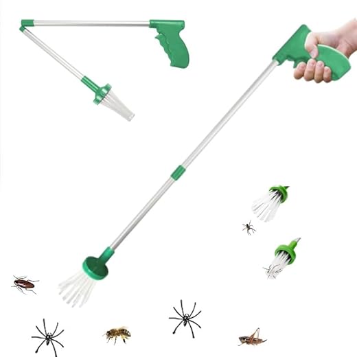 Foldable Spider Catcher Long Handled 83 cm, Remove Spiders Insects, Bugs, Wasps,Pest Trap Bug Catch Crawling Insect Trap,Stay at Arm’s Length, Spider Grabber