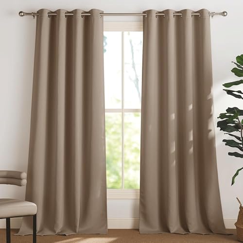 Image of Galaxy Home Decor Premium 100% True Blackout Eyelet Curtain for Window 4 Feet| Thermal Insulated Modern Plain Curtain for Living Room & Bedroom|Pack of 2, Mocha