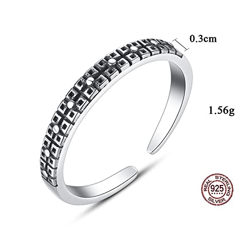Bague S925 ajustable en argent massif sculpté style vintage - 5