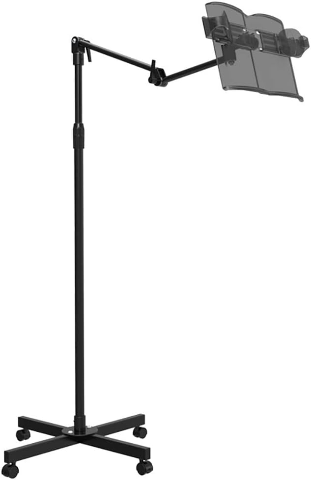 Floor Stand for Reading Hand Free,Floor Holder 360° Adjustable Book Stand,Heavy Duty Multi-Function Bookstand,Rotatable Metal Tablet Holder for Reading Books,Laptop (Black)