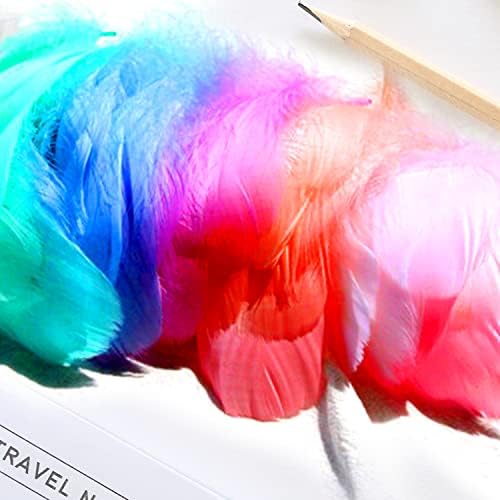 100 Pcs Feathers for Crafts, Colorful Feathers, Natural Goose Feathers for DIY Handmade Crafts Gift Box Filling Ornament Decoration (Multicolor)