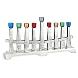 Zion Judaica Modern Aluminum Menorah - Multi Color Anodized Cups Fits Standard Chanukah Candles