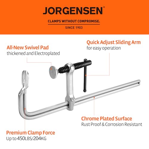 Image of Jorgensen Bar Clamps, 12-Inch Light-duty Drop Forged Steel Bar Clamps for Woodworking and Welding, 2 Pack