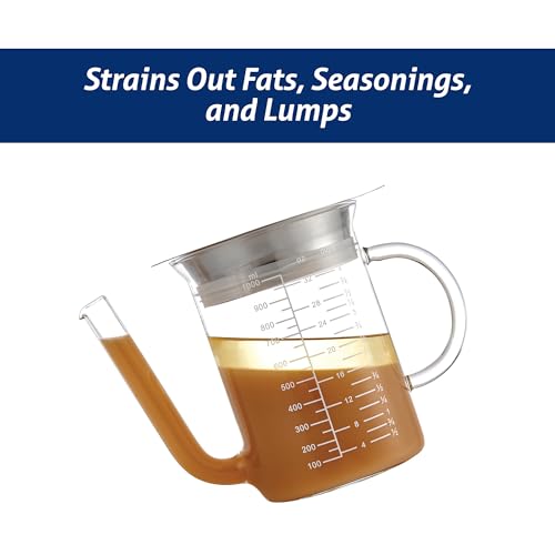 Image of HIC Kitchen Roasting Fat Separator Gravy Strainer, Borosilicate Glass, 32-Ounces, For Stress-Free Holiday Meal Prep and Serving