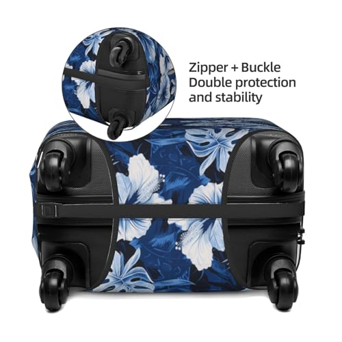 Luggage Cover - Hawaiian Navy Blue Floral Print Travel Suitcase Covers For Luggage, High Elasticity Suit Case Cover Protector Fits 18-32 Inch3