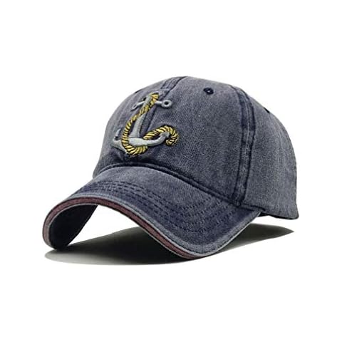 XibeiTrade Unisex Embroidery Denim Hat Vintage Washed Cotton Baseball Cap Captain (Blue) Cover