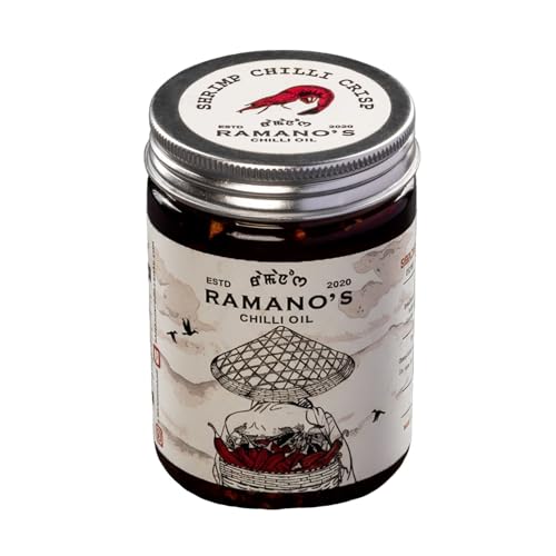 Image of RAMANO'S Shrimp Chilli Crisp Oil 240 Gms, Savoury and Spicy with 5 Chillies Blends, Sichuan Peppercorns and Real Shrimp, Rich Flavour for Seafood, Rice Dishes, Noodles, Drizzling for Noodles & Pasta