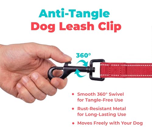 Image of Best Pet Supplies Voyager Reflective Dog Leash or Collar with Neoprene Handle, for Small, Medium, and Large Breed Puppies, Cute and Heavy Duty for Walking, Running and Training - Red (Leash), L