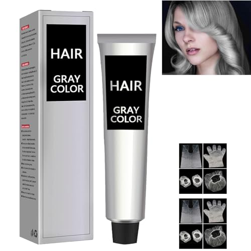KOAHDE Crema de Cabello Gris Plateado,Crema De Tinte Para El Cabello Gris,Cera del Color del Pelo,Tipos de Cabello para Cabello,Con Guante,Etc