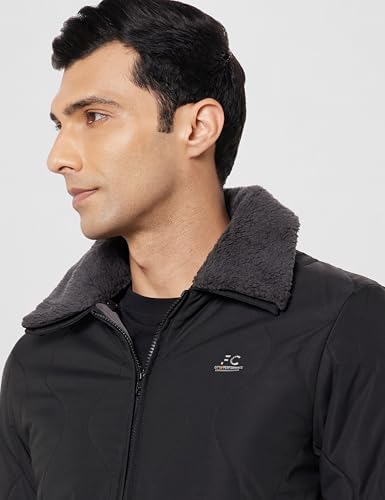 Image of Qube By Fort Collins Men's Regular Fit Fashionable Bomber Jacket with Fur on Collar - Warm, Stylish & Perfect for Winter