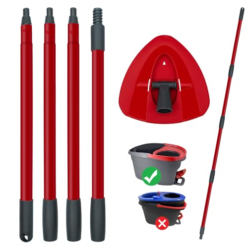 Mop Handle for Ocedar Spin Mop Handle for O Cedar 4-Section 30 to 58 Extendable Mop Handle Replacement for Ocedar Mop Stick and Base for Ocedar Floor Cleaning American Threaded Joint